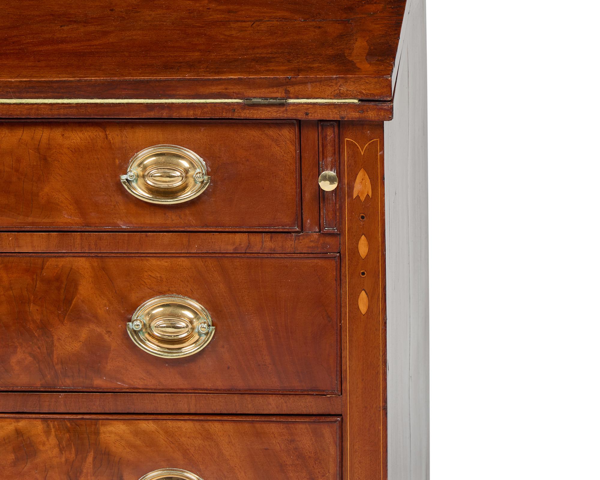 A Federal Inlaid Mahogany Secretary Desk