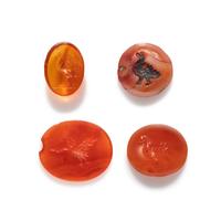 Four Carnelian Ring Stones with Birds