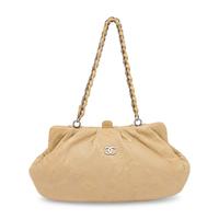 Chanel, Hobo Bag in Quilted Beige Lambskin Leather