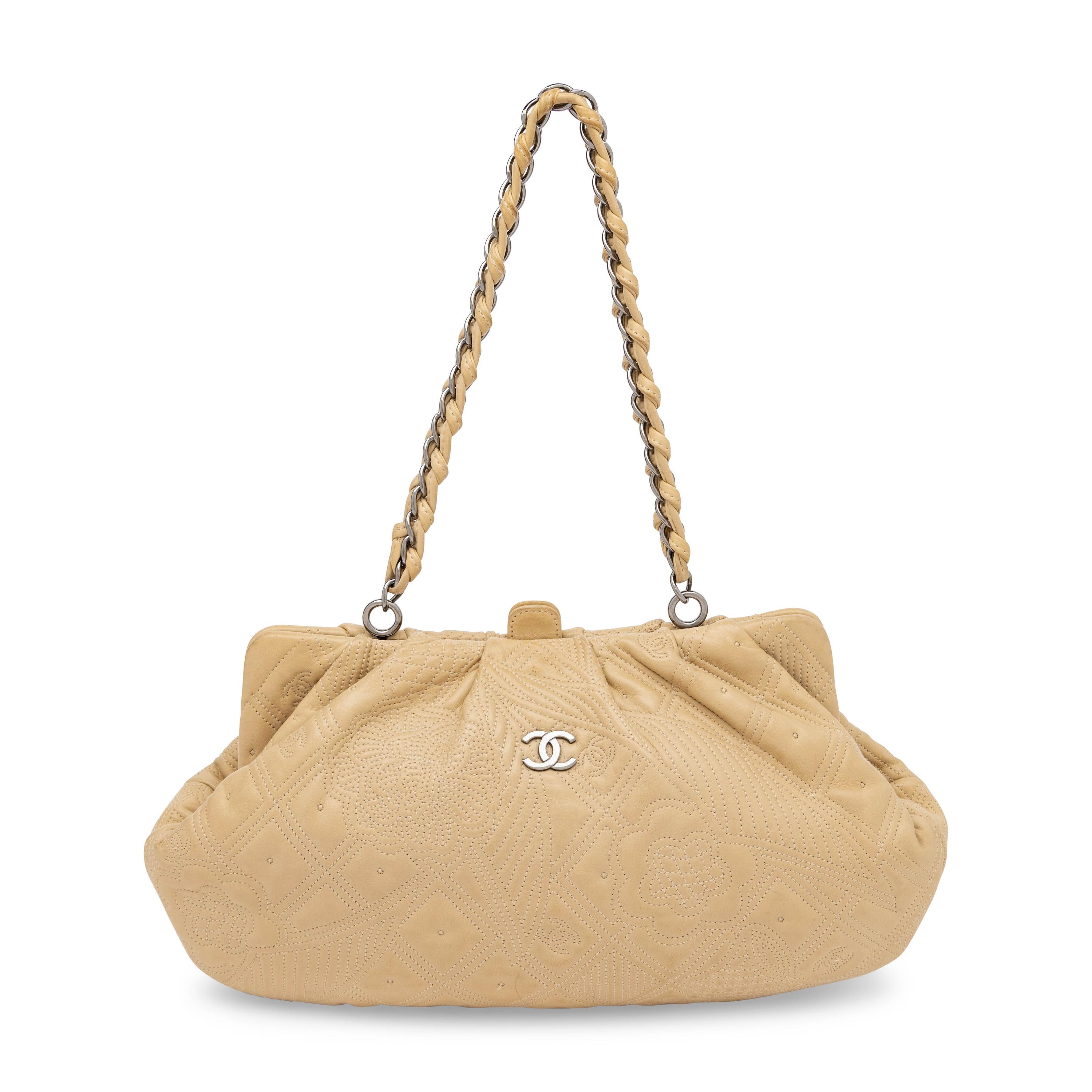 Chanel, Hobo Bag in Quilted Beige Lambskin Leather