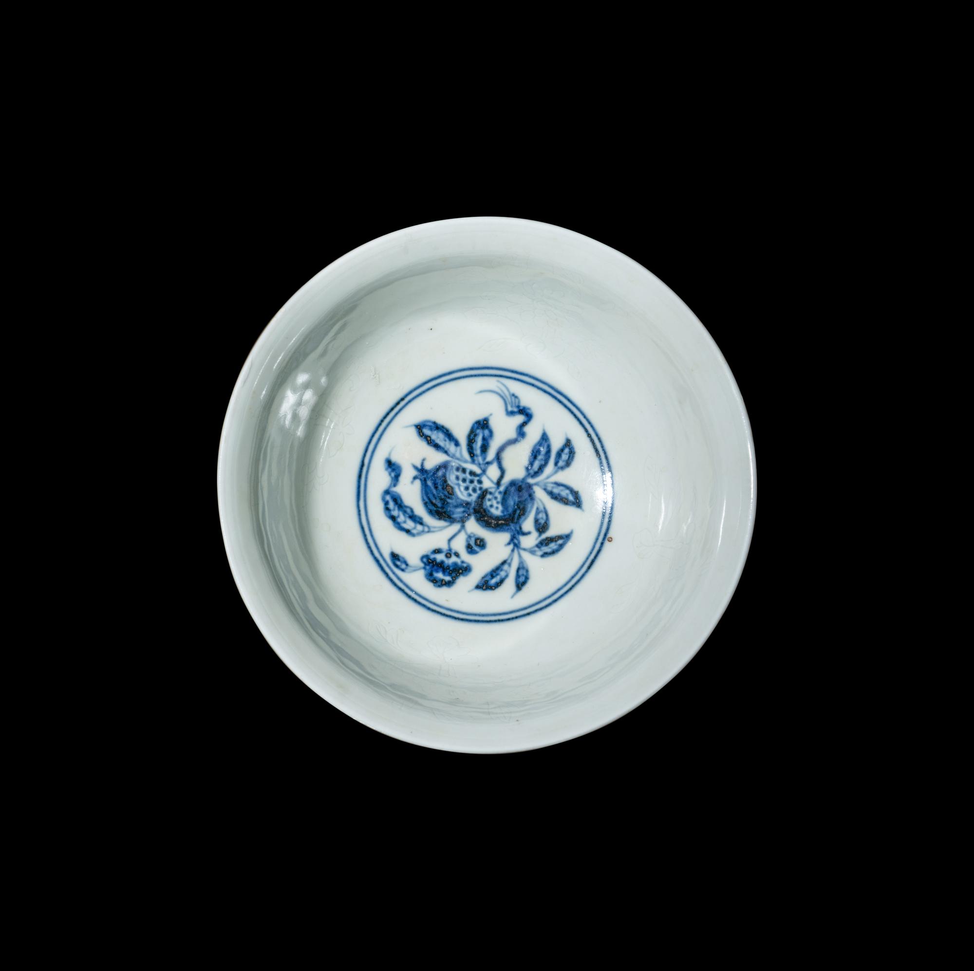 A Chinese Anhua Decorated Blue and White Porcelain 'Pomegranates' Bowl