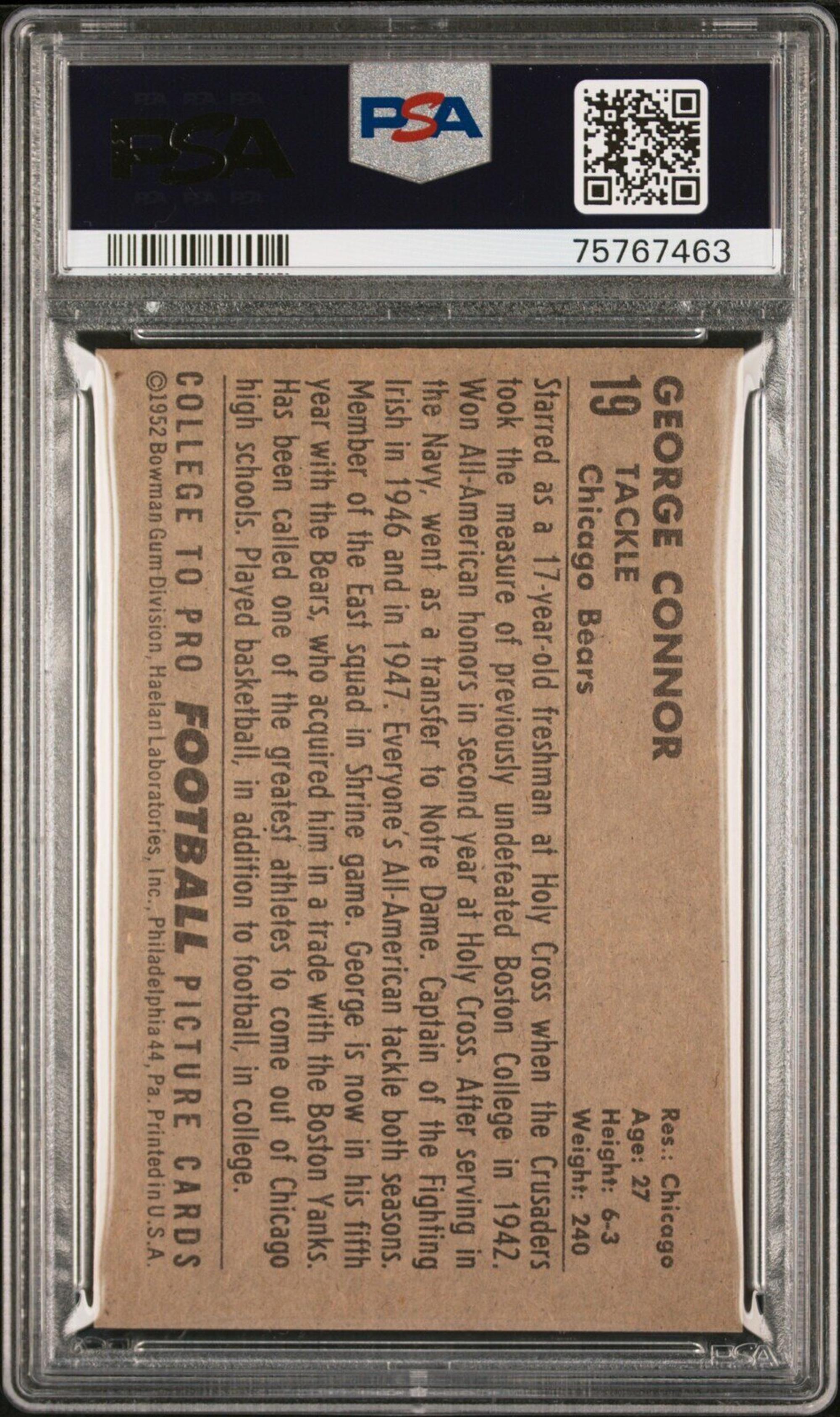 A Group of Nine 1952 Bowman Large Hall of Fame PSA Graded Football Cards,