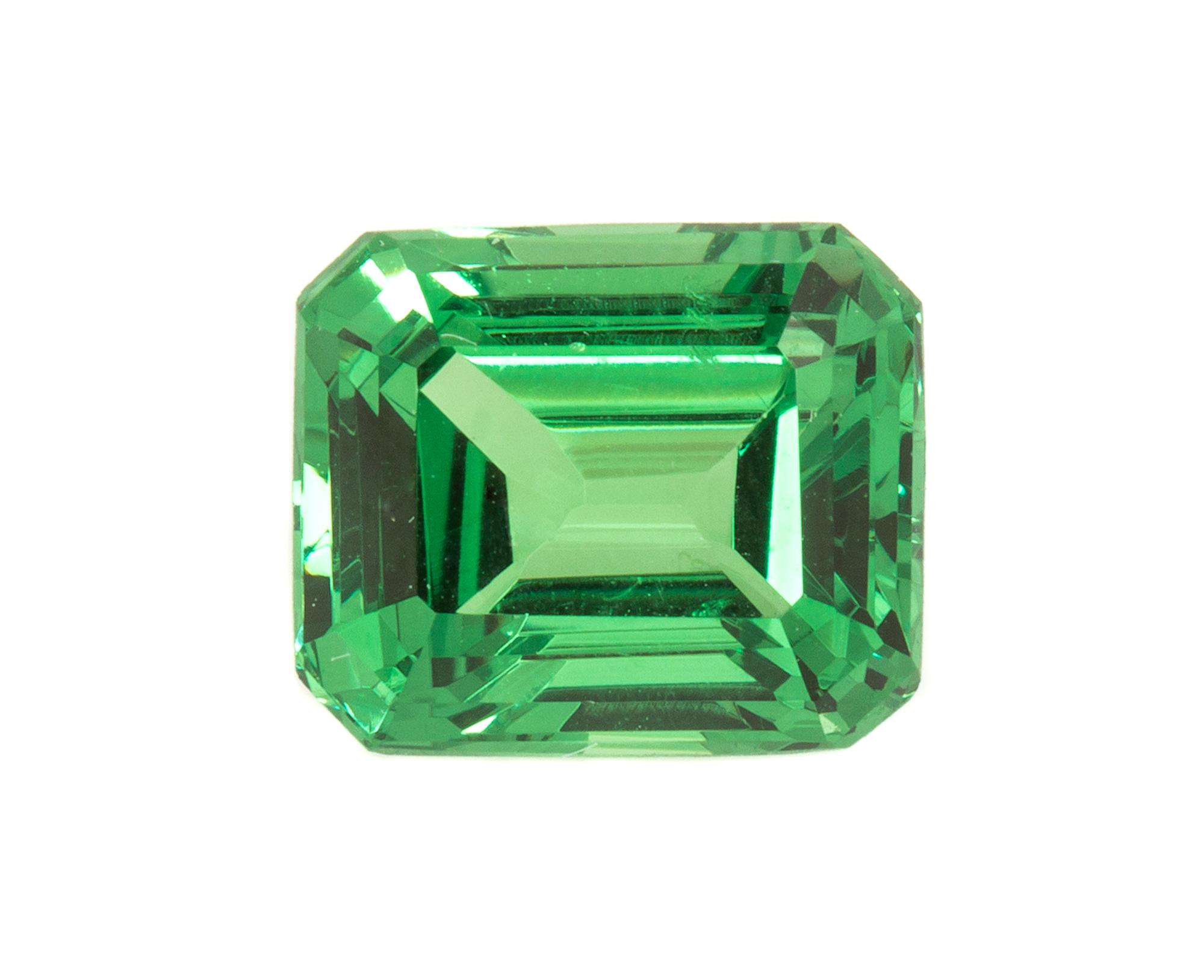 A 5.02 Carat Octagonal Step Cut Tsavorite Garnet, 5.02 carats.