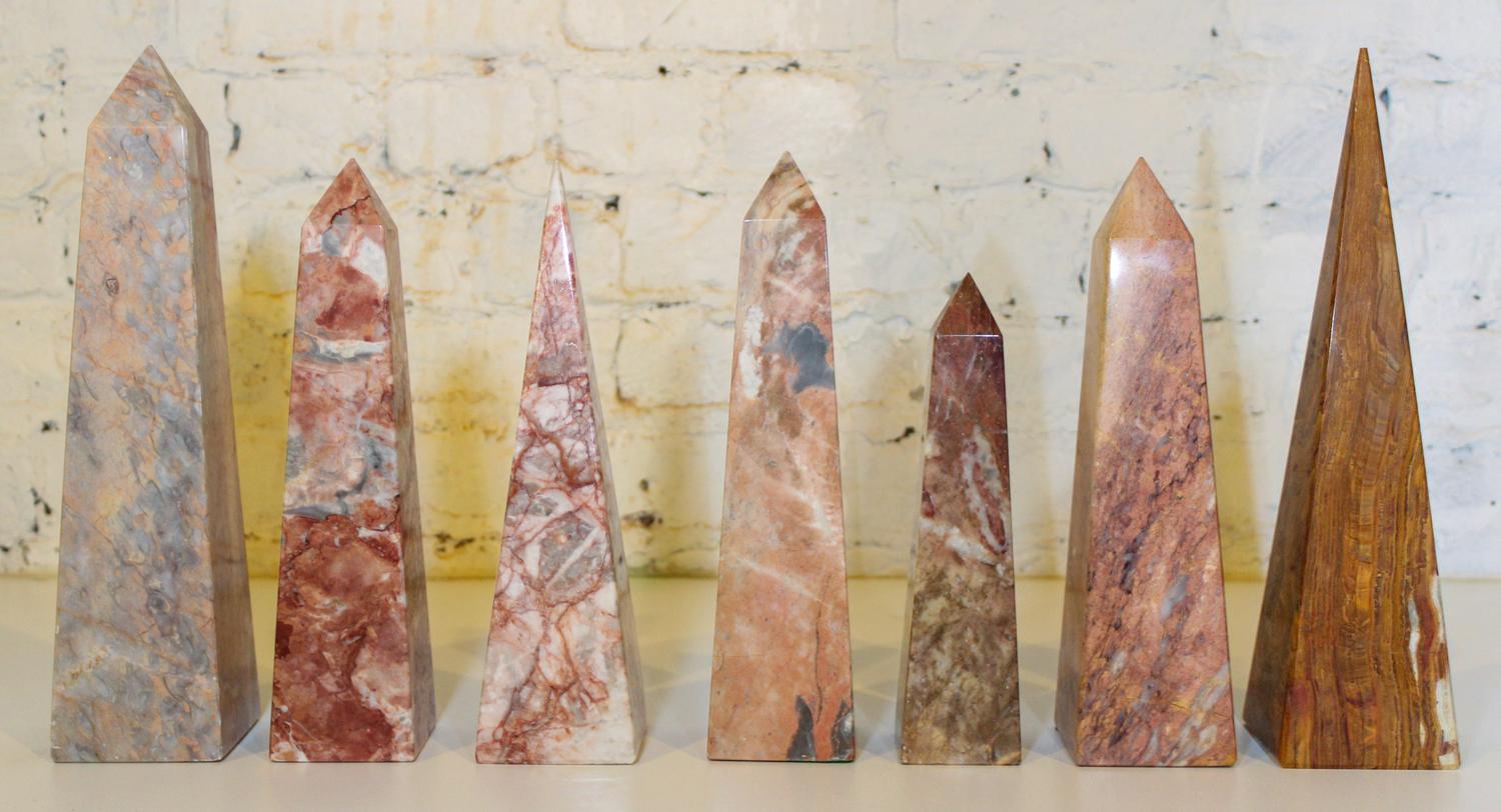Seven Stone Obelisks Height of tallest 12 3/4 inches.