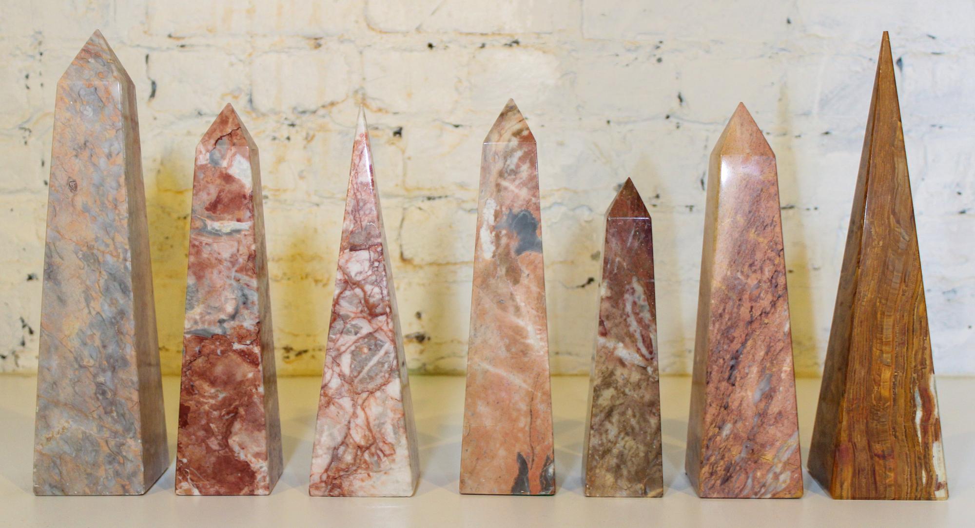 Seven Stone Obelisks Height of tallest 12 3/4 inches.