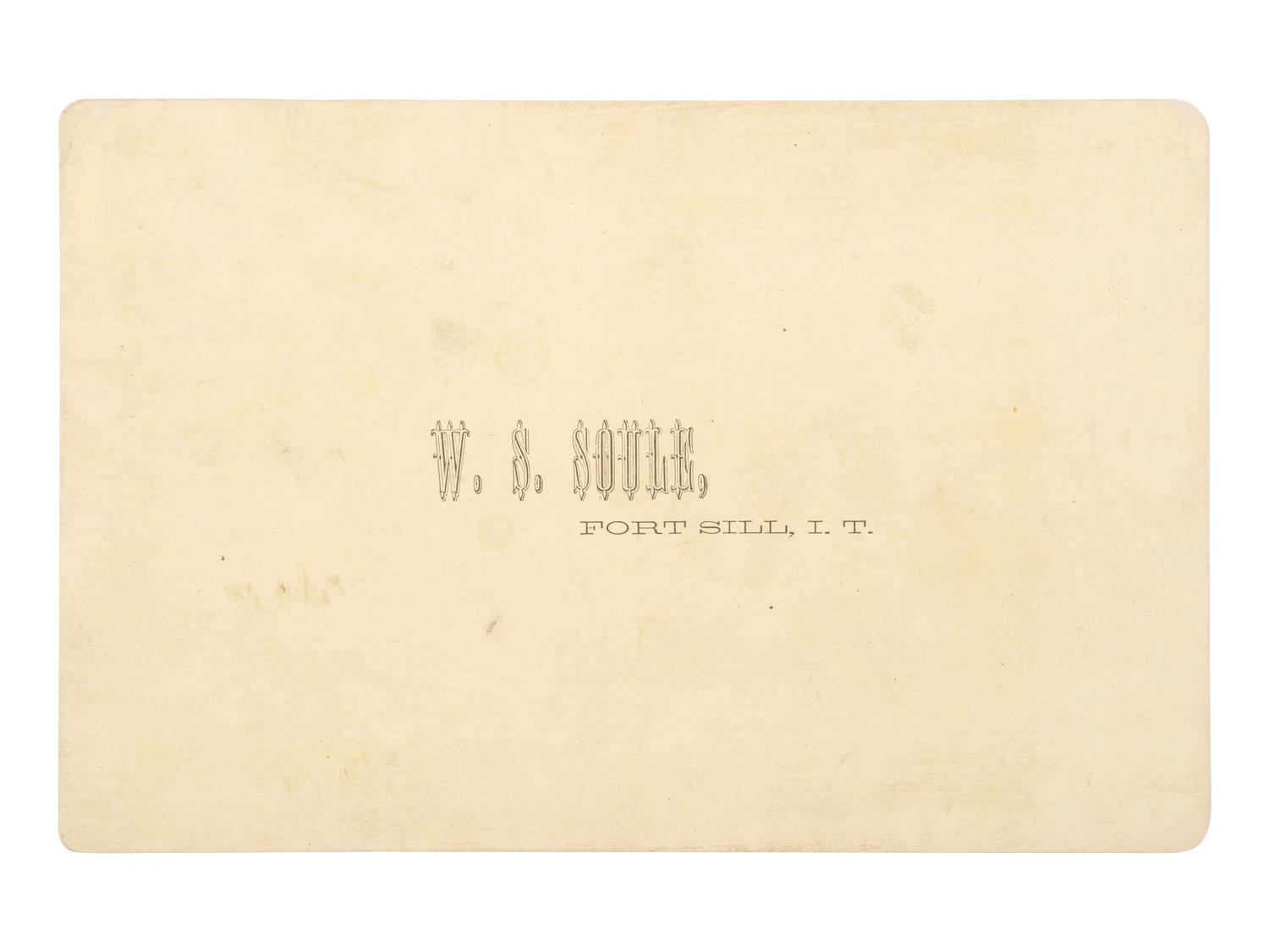[NATIVE AMERICANS]. SOULE, William S. (1836-1908), photographer. Cabinet card of Comanche Chief Grey Leggins' or Asa-to-Yet. Fort Sill, Indian Territory.