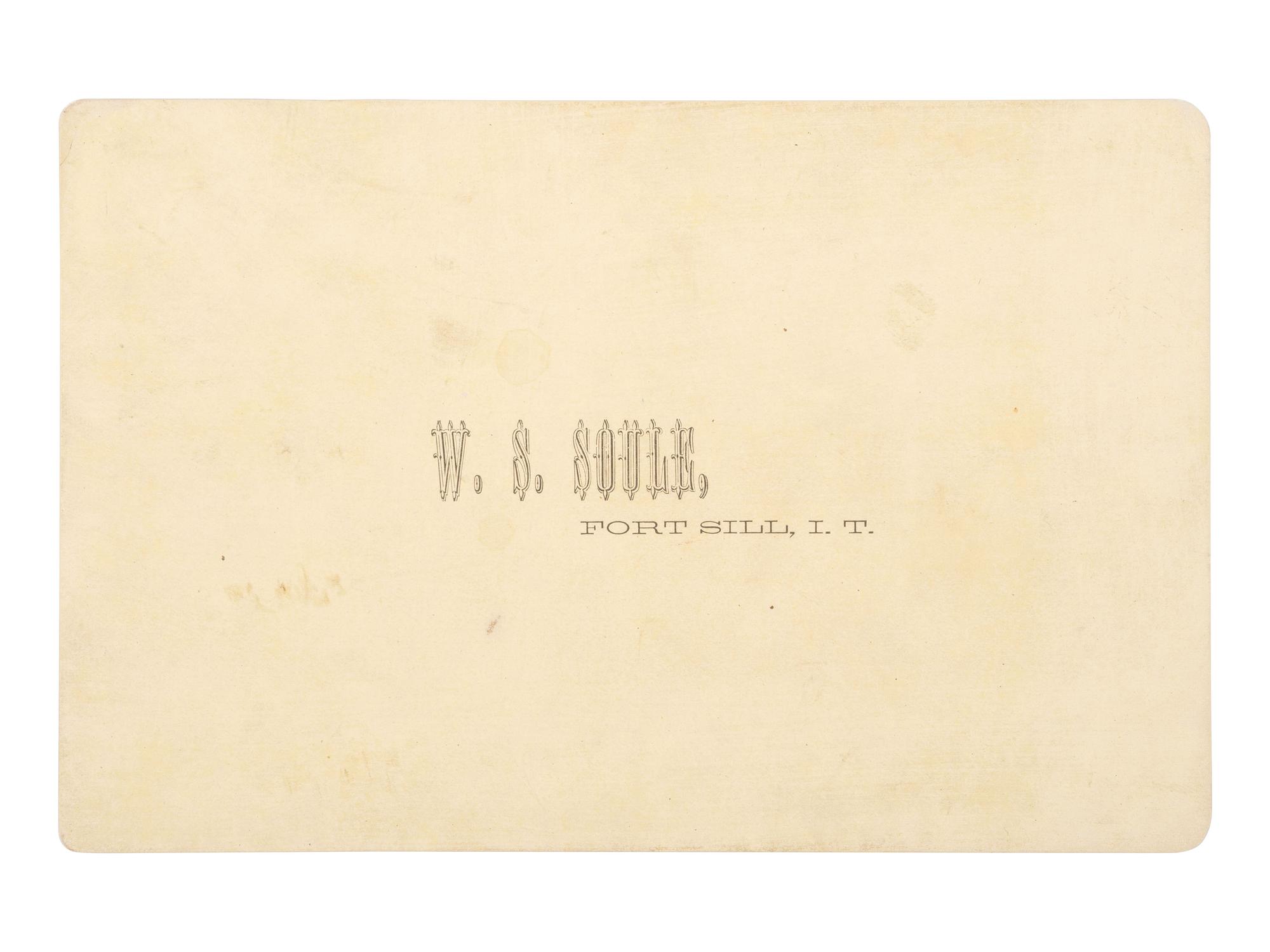 [NATIVE AMERICANS]. SOULE, William S. (1836-1908), photographer. Cabinet card of Comanche Chief Grey Leggins' or Asa-to-Yet. Fort Sill, Indian Territory.
