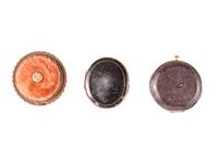 [EARLY PHOTOGRAPHY - UNION CASES]. A group of 3 unusual oval or circular cases containing images, including: