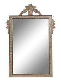 A Large Provincial Style Parcel Gilt Paint Decorated Mirror