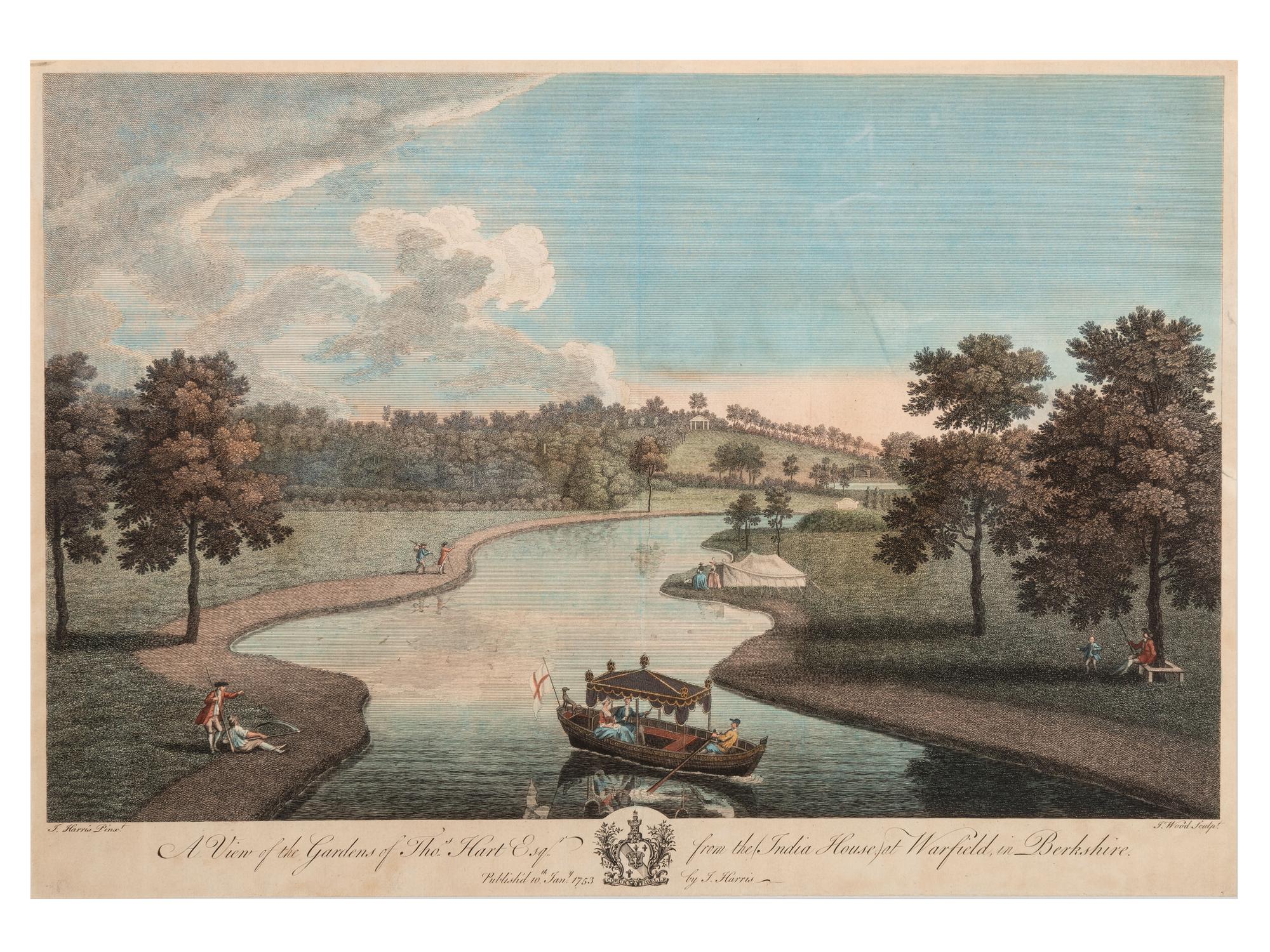 Four English Hand-Colored Landscape Engravings