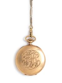 Howard, Yellow Gold Open Face Pocket Watch and Fob Chain