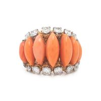 M. Gérard, Coral, Diamond, and Yellow Gold Demi Parure