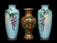 21 Blue Ground Cloisonné Vessels