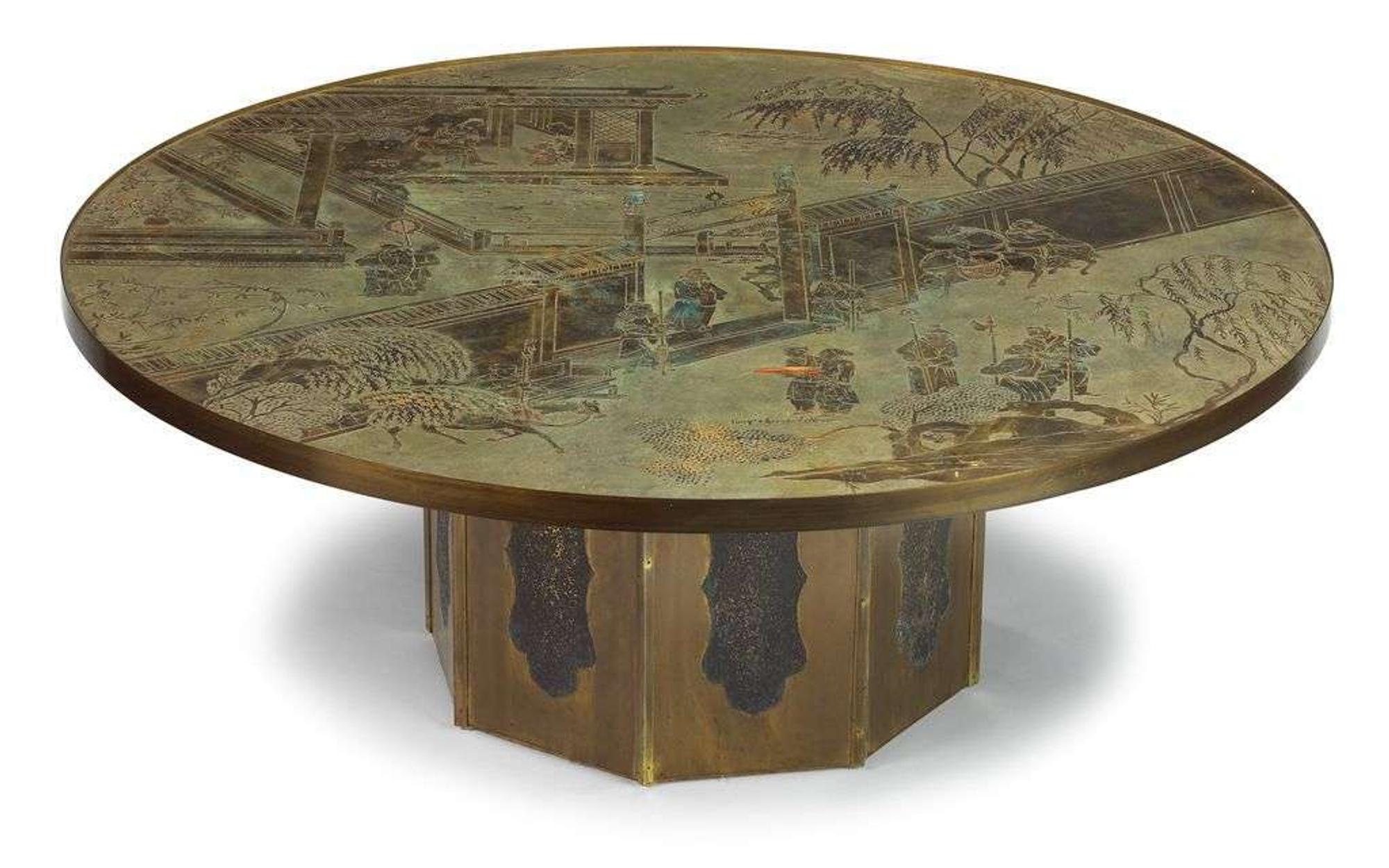 Bronze and pewter "Chan" coffee table philip (1908-1988) and kelvin (b. 1936) laverne, new york, 1960s