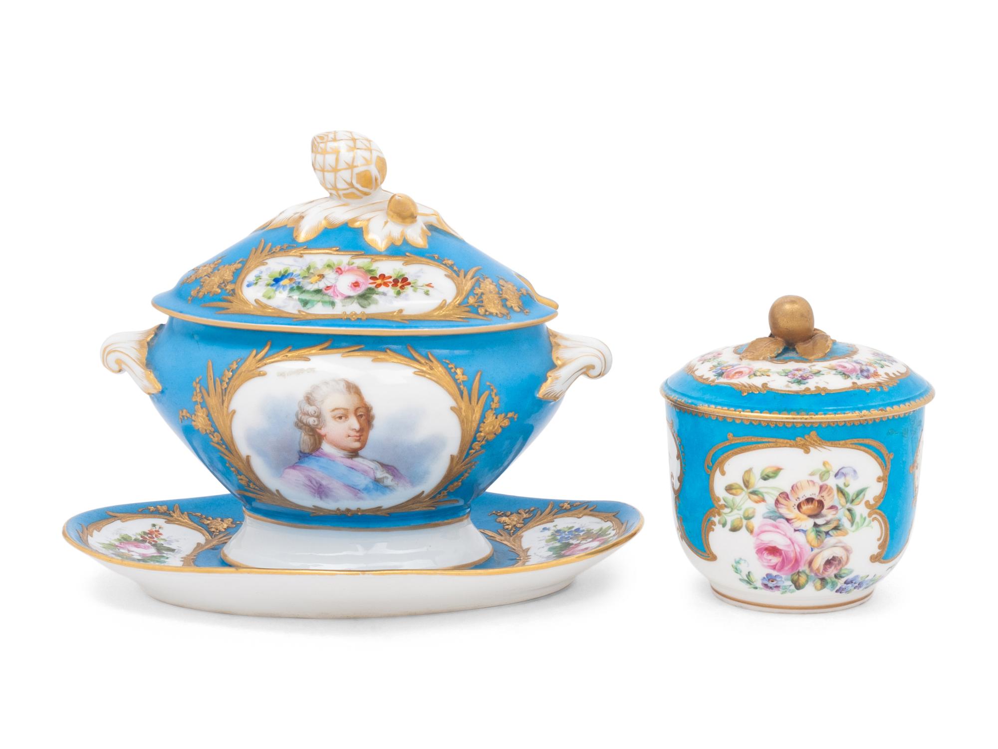 Two Sèvres Bleu Celeste Porcelain Articles