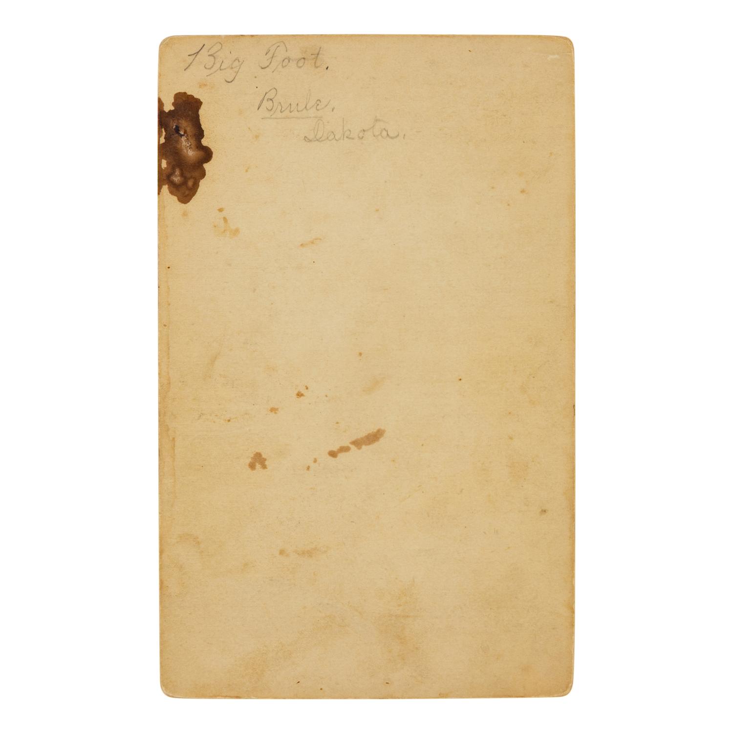 Gardner, Alexander (1821-1882). Boudoir card of Big Foot, Oglala taken in Washington, D.C., 1872.