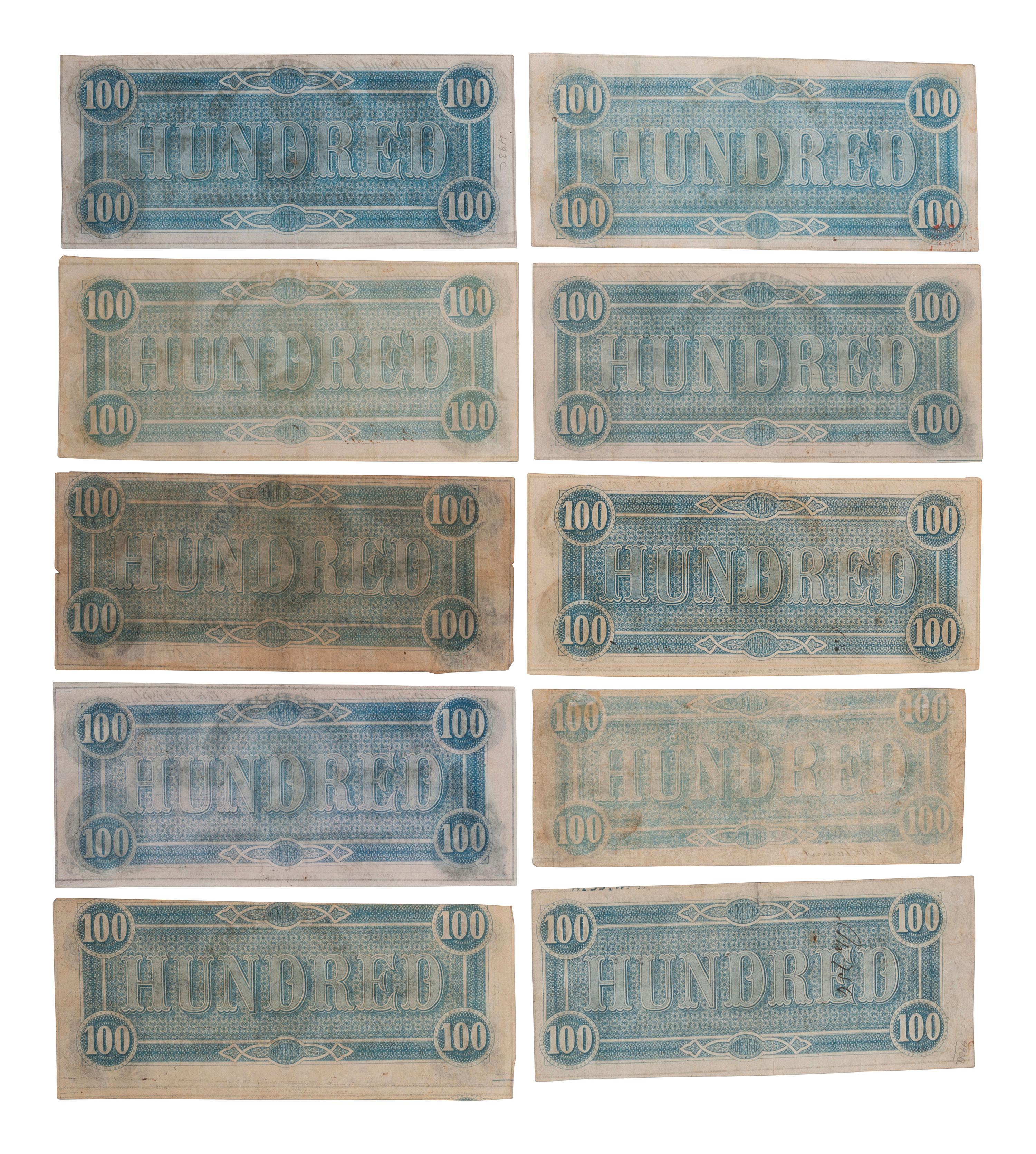 [CONFEDERATE - CURRENCY]. A large group of Confederate notes.