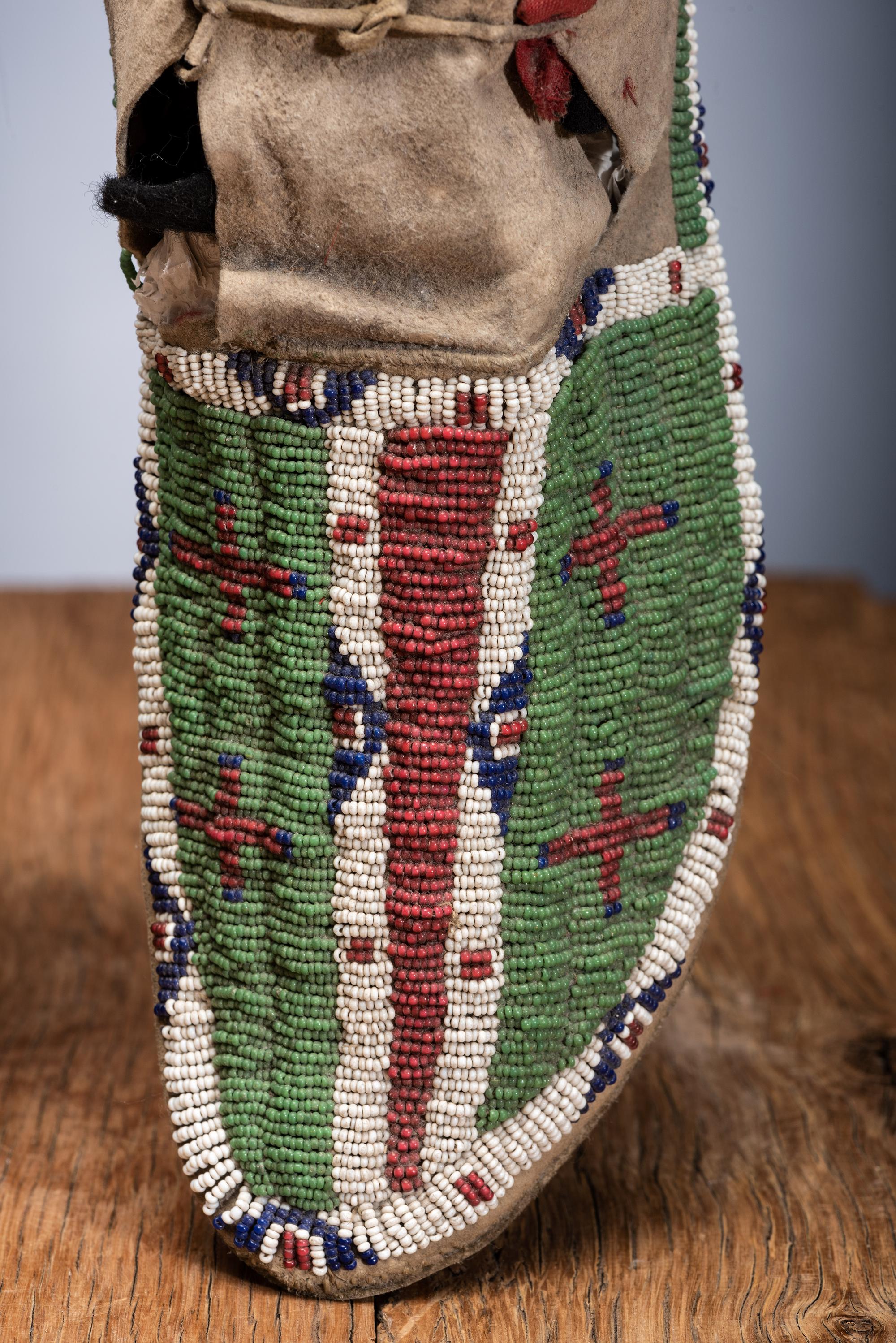 Central Plains Beaded Hide Moccasins, with Crosses