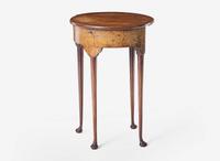 A diminutive Queen Anne burl walnut demilune games table, probably 19th century