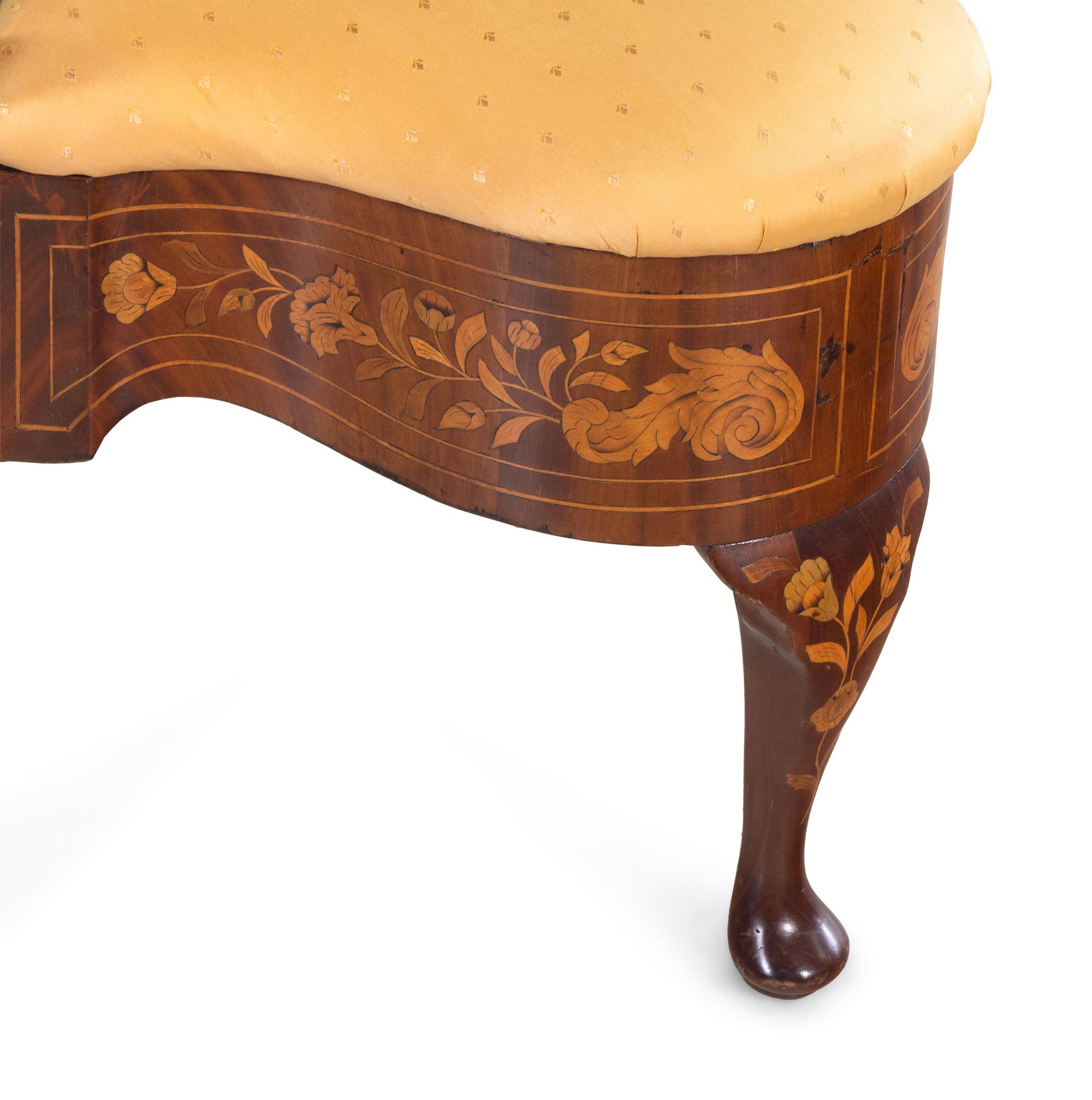 A Dutch Marquetry Corner Chair