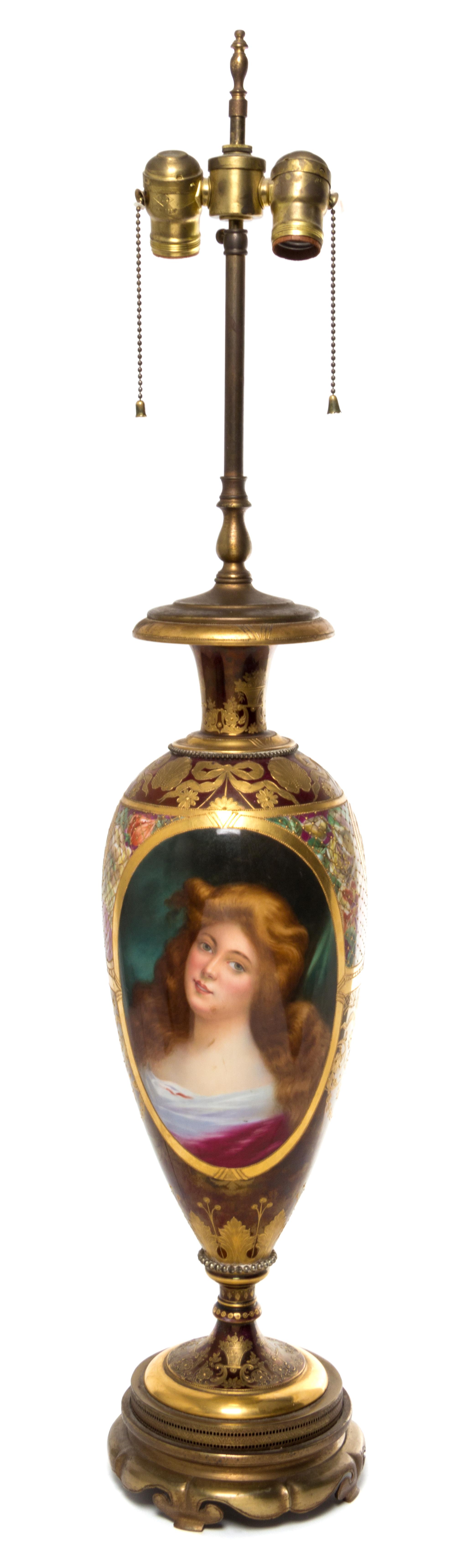 A Royal Vienna Porcelain Urn Height of urn 24 1/2 inches.