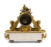 An Empire Gilt Bronze and Marble Mantel Clock