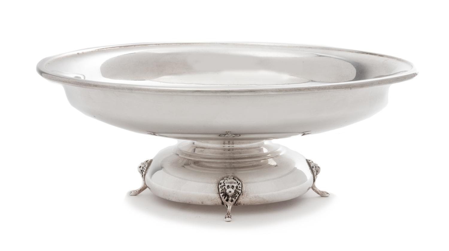 An American Silver Centerpiece Bowl, Becht & Hartl, Newark, NJ, First Half 20th Century, centered with an engraved monogram, raised on