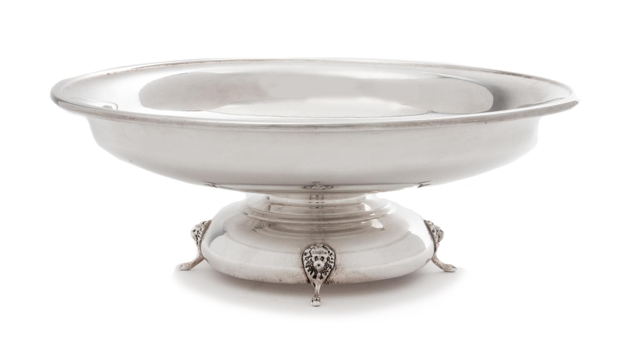 An American Silver Centerpiece Bowl, Becht & Hartl, Newark, NJ, First Half 20th Century, centered with an engraved monogram, raised on