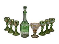 Six Bohemian Enameled Glass Roemers