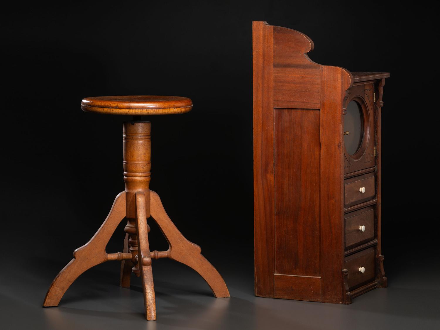 A Barbershop Cabinet and Stool