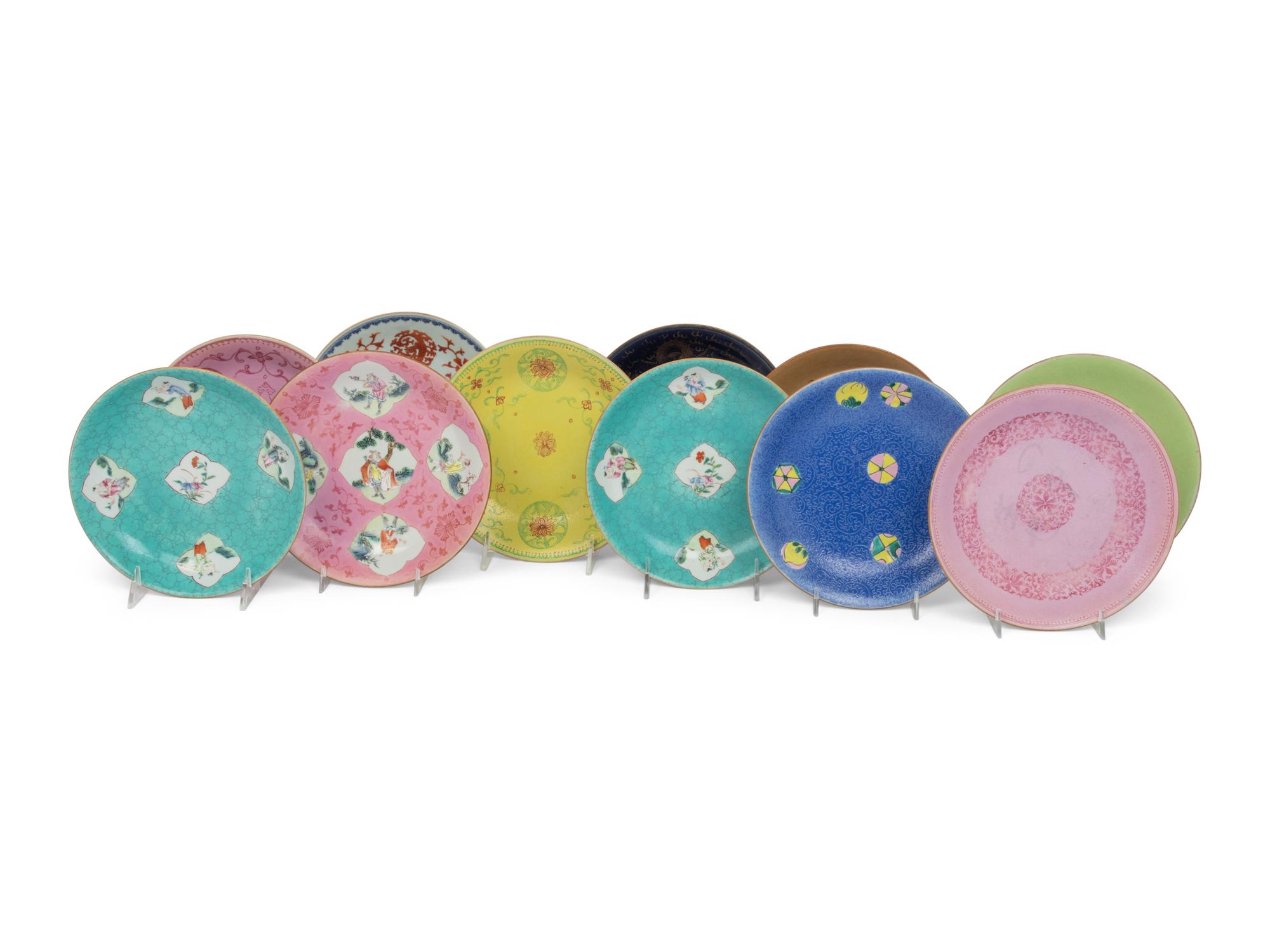 11 Famille Rose Porcelain Plates
