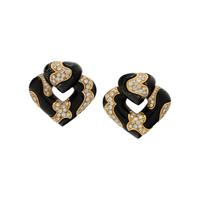 MARINA B., DIAMOND, BLACK ENAMEL, AND YELLOW GOLD 'PARDY' EARRINGS