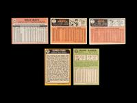 A Group of Five 1960s Mickey Mantle, Willie Mays and Hank Aaron Topps Baseball Cards,