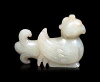 Four Chinese Celadon Jade Carvings of Birds