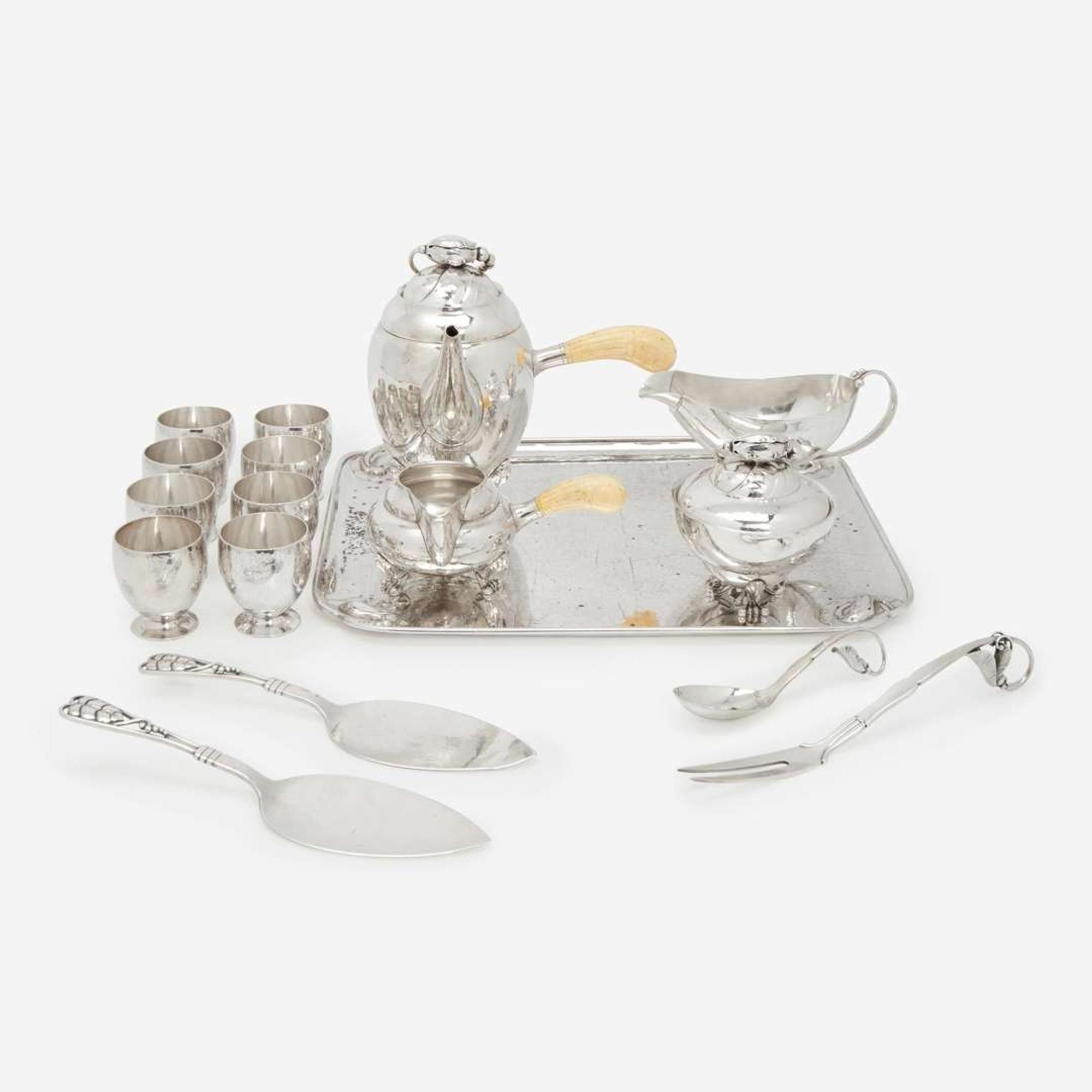 Georg Jensen A Group of Sterling Silver Tablewares, Denmark, 1915-post 1945