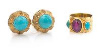 A Collection of Yellow Gold and Gemstone Jewelry, 16.60 dwts.
