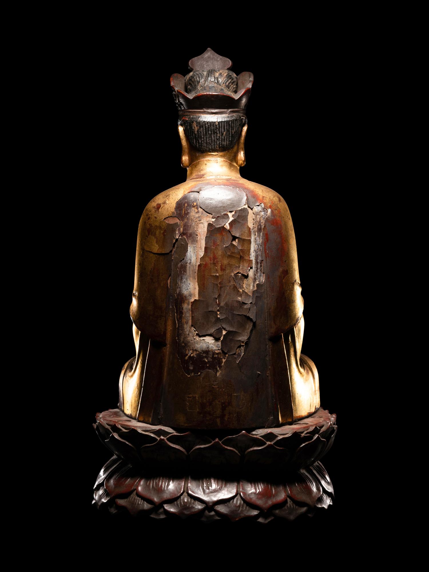 Two Vietnamese Gilt Lacquer Wood Buddhist Figures