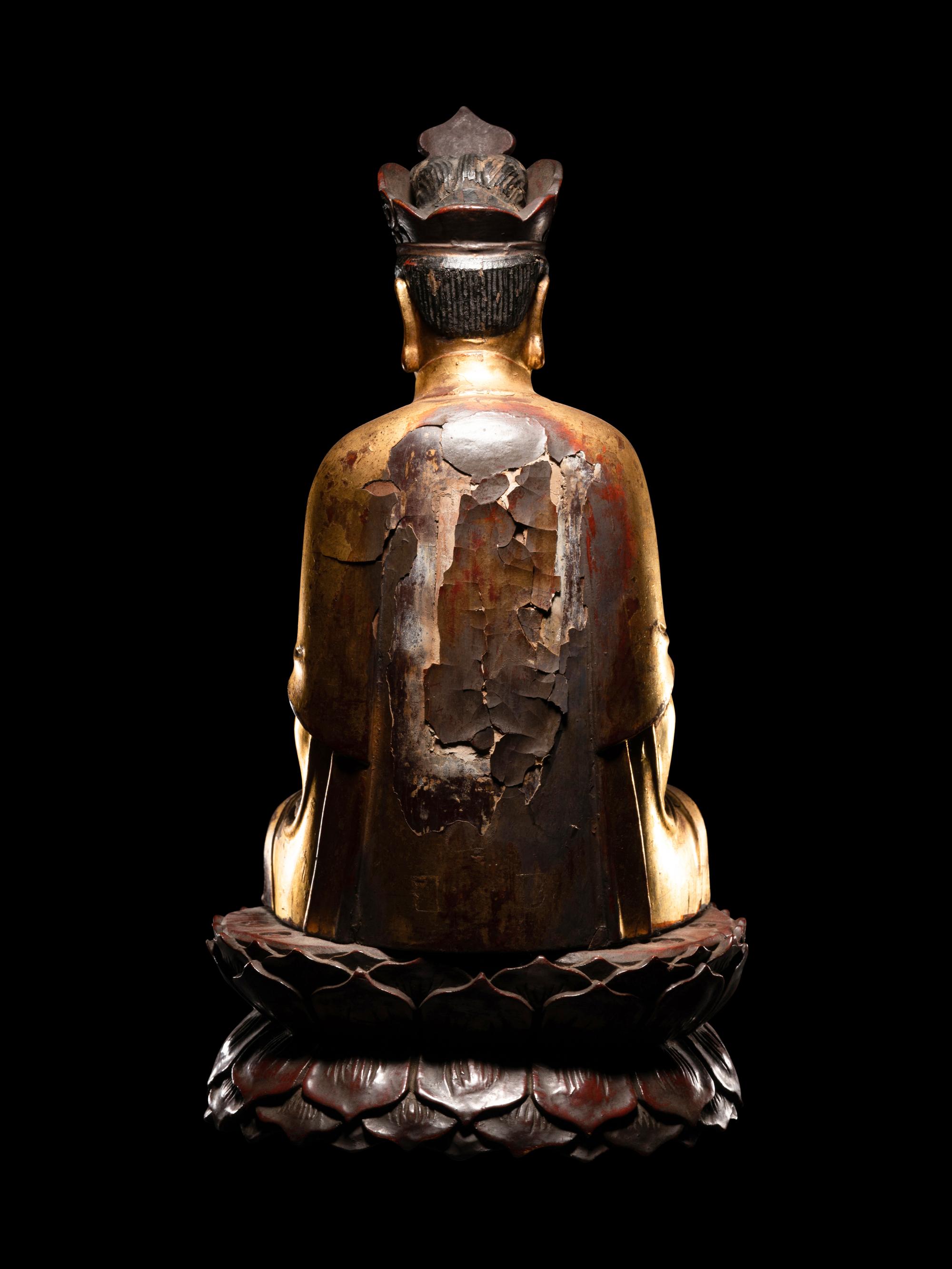 Two Vietnamese Gilt Lacquer Wood Buddhist Figures