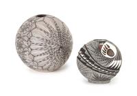 Two Acoma Fineline Pots Height 7 3/4 x diameter 8 inches — (Acoma, 20th Century)