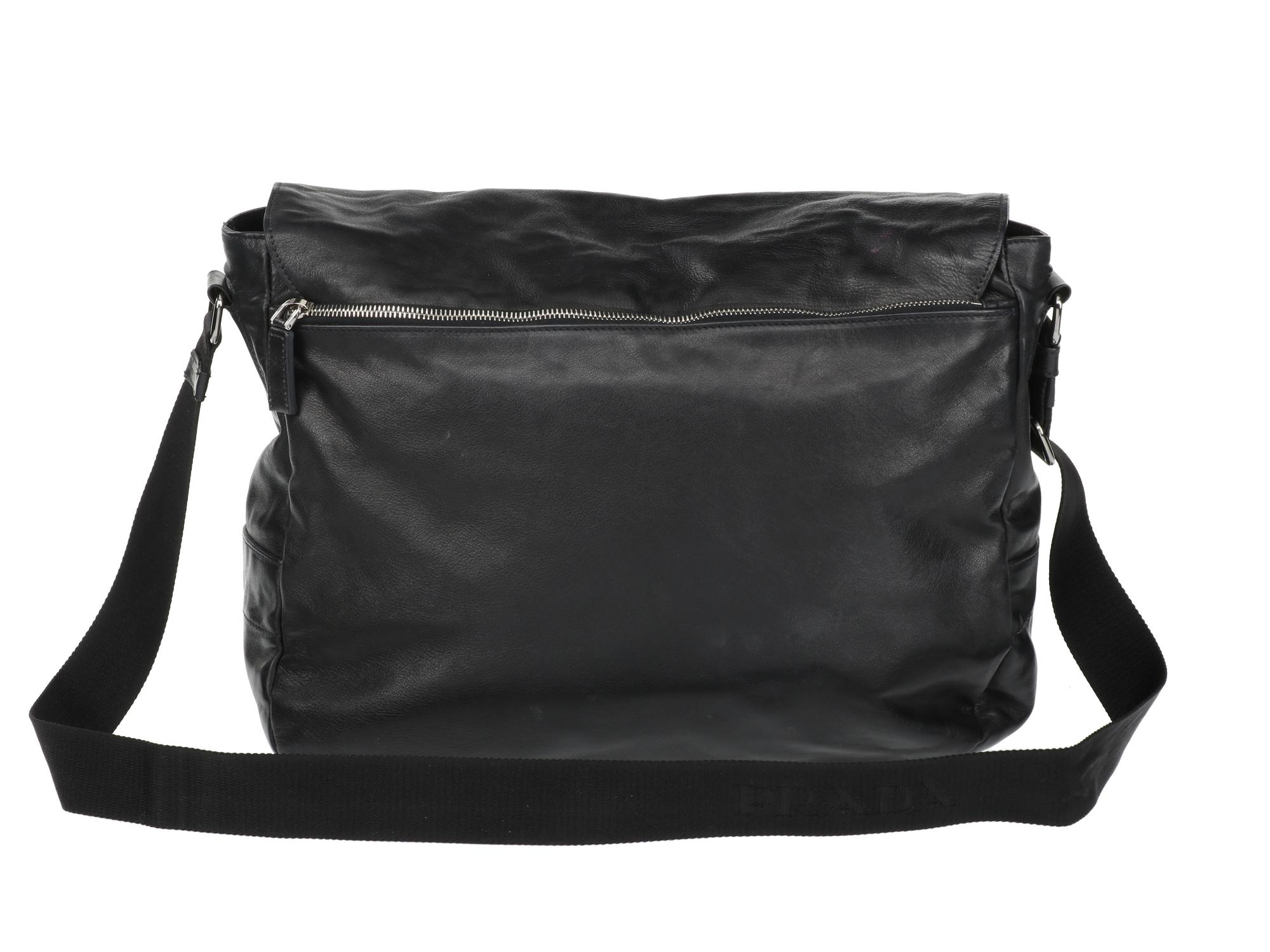 PRADA LEATHER MESSENGER BAG