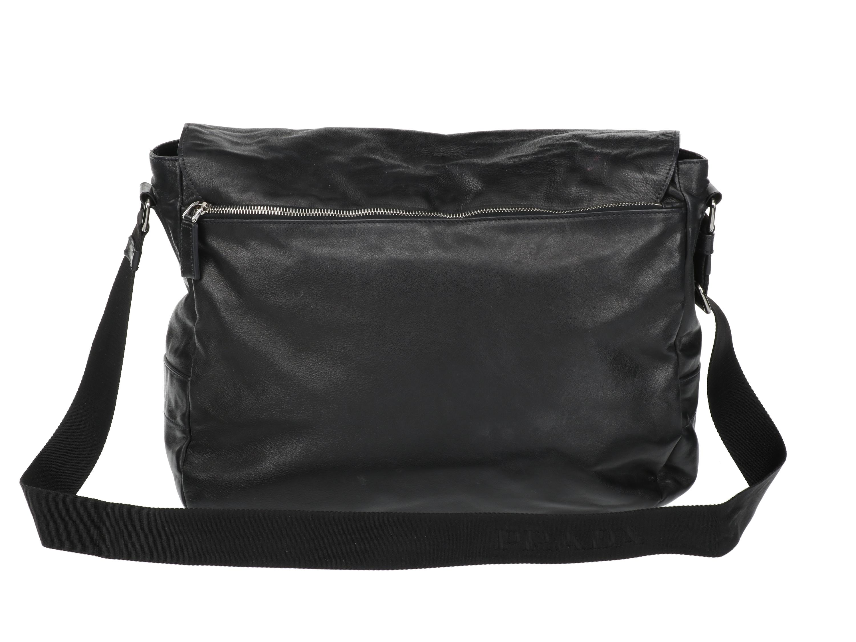 PRADA LEATHER MESSENGER BAG