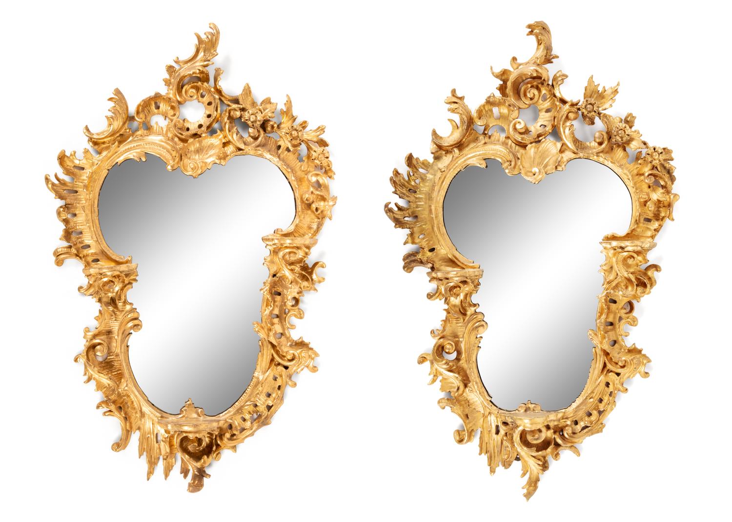 A Pair of Louis XV Giltwood Mirrors
