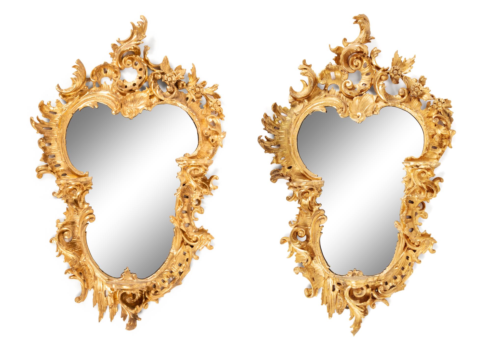 A Pair of Louis XV Giltwood Mirrors