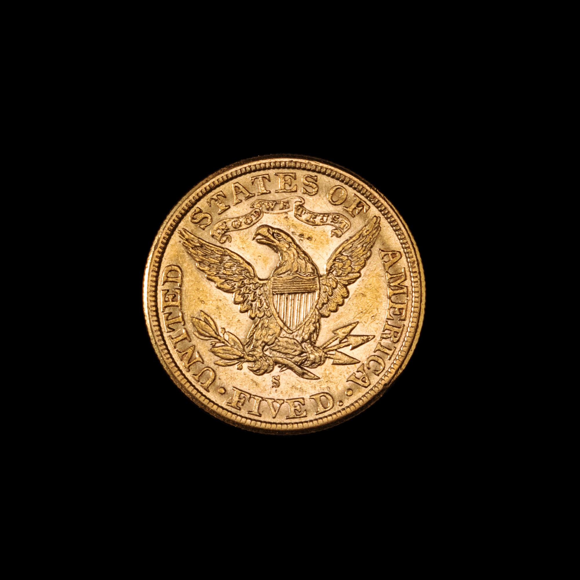 A United States 1887-S Liberty Head $5 Gold Coin