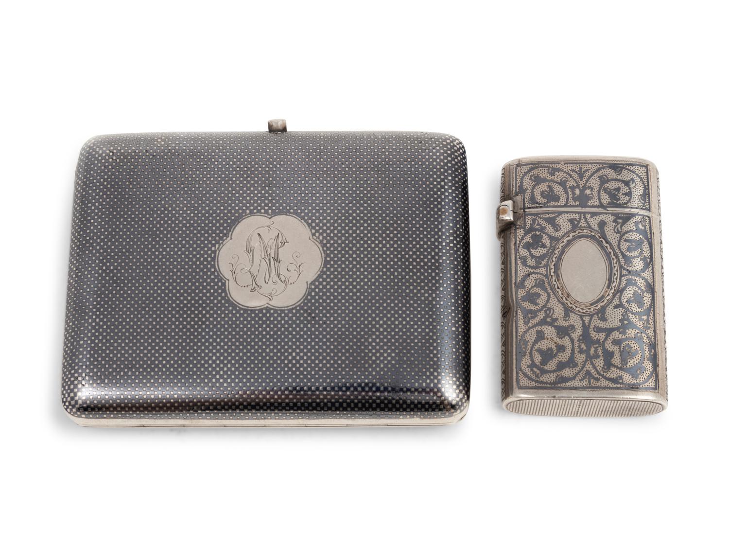 Two Russian Niello Silver Cases