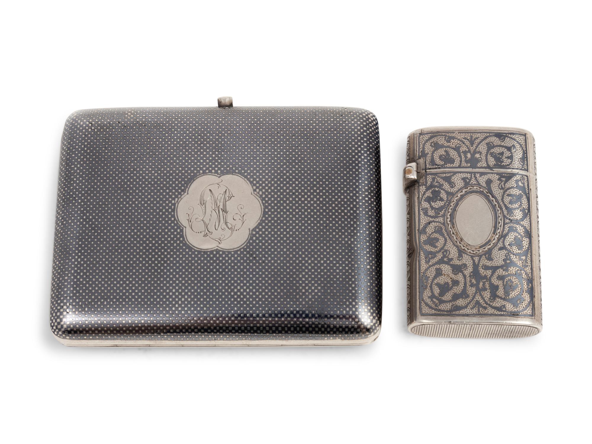 Two Russian Niello Silver Cases