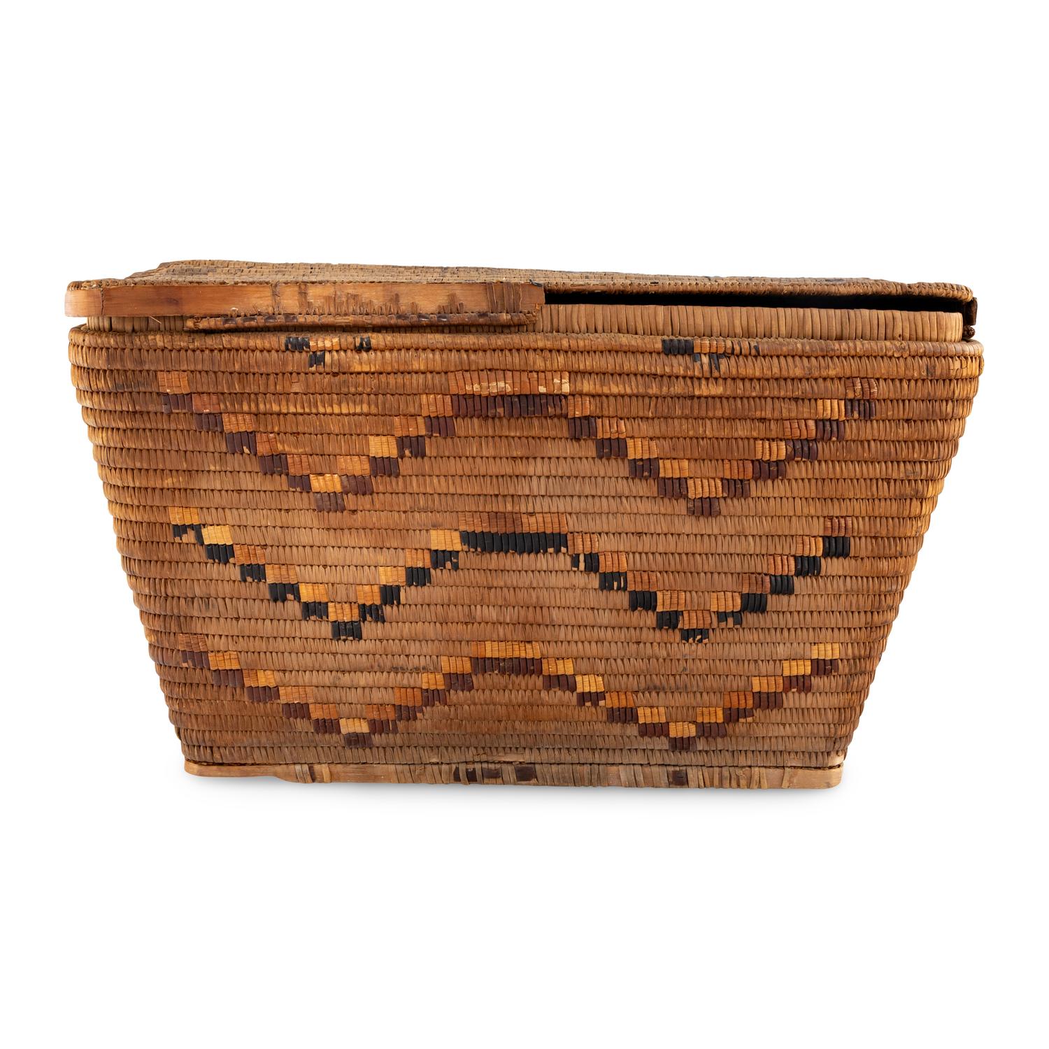 Salish Imbricated Lidded Storage Basket