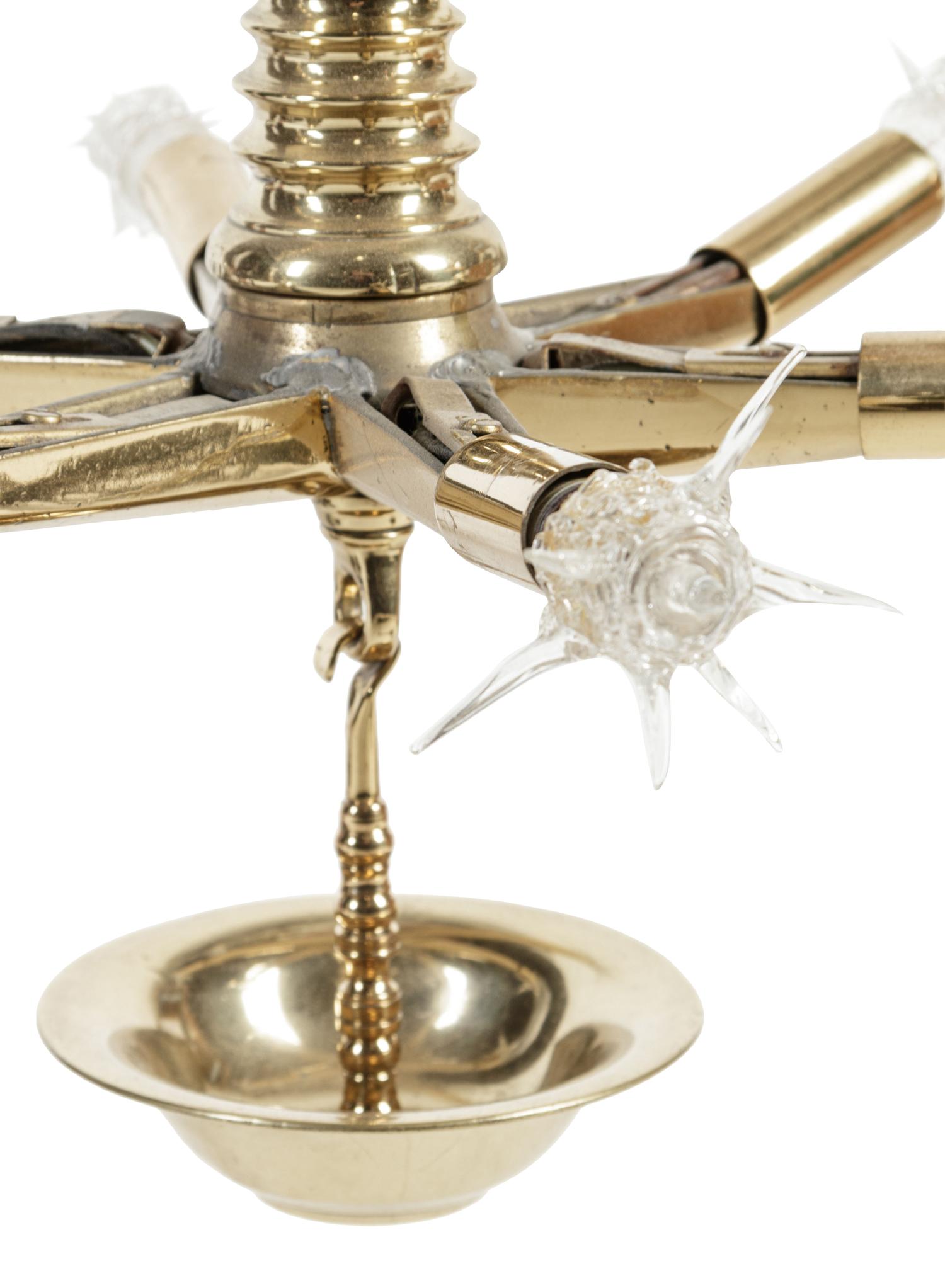 A Continental Brass Hanging Oil Fixture