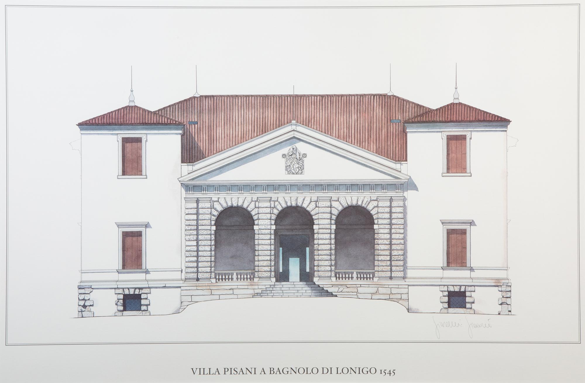 Four Framed Architectural Color Prints by Giovanni Giaconi from The Villas of Palladino — 20TH CENTURY