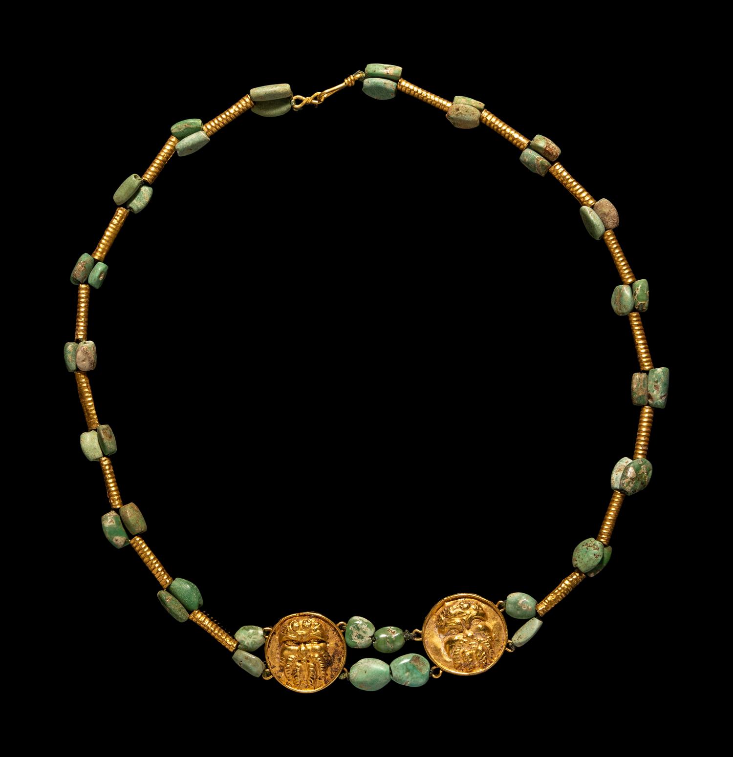 A Hellenistic Gold Necklace with Western Asiatic Turquoise Beads